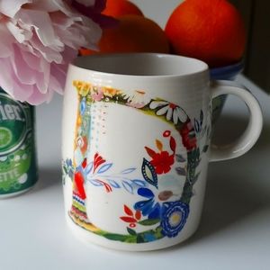 Anthropologie Starla M. Halfmann Letter D floral Mug